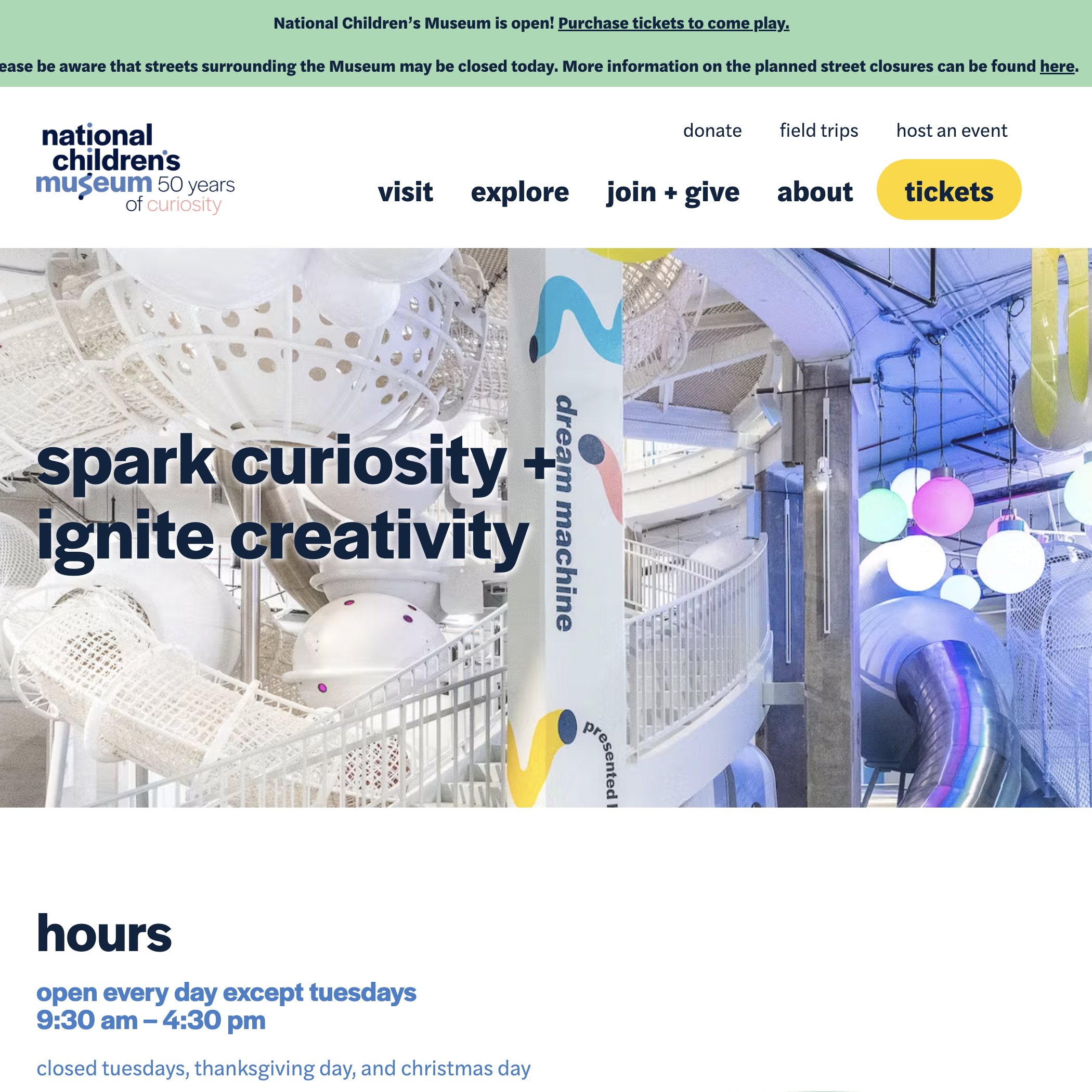 National Children's Museum website screenshot