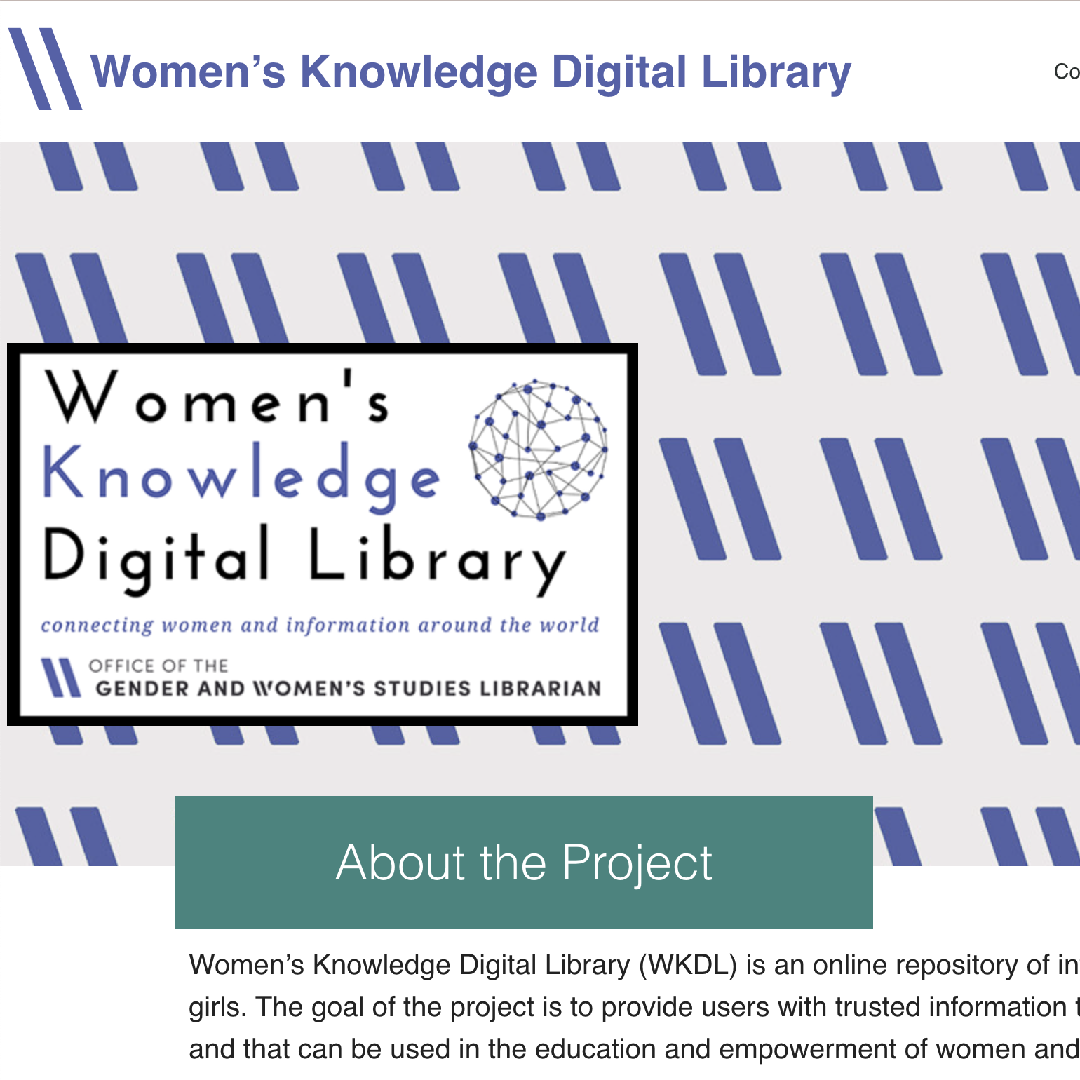 Women's Digital Knowledge Library website screenshot